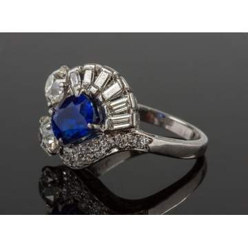 Vintage Kashmir Sapphire and Diamond Ring