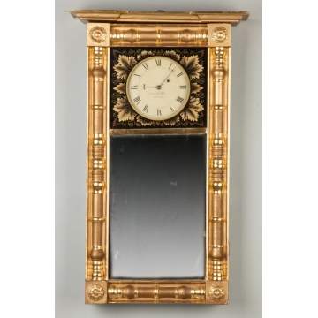 Samuel Abbott Gilt Wood Mirror Clock, Boston, MA