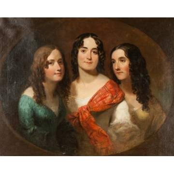 Portrait of Three Ladies in the Style of Thomas Sully (American, 1783-1872)