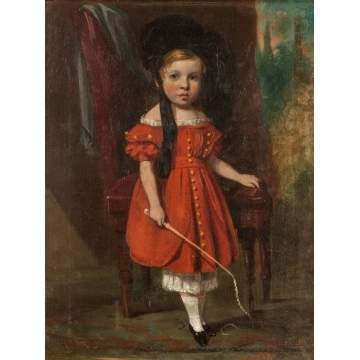 Portrait of a Boy in Red Dress with Whip