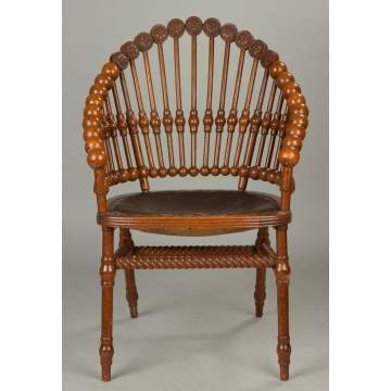 George Hunzinger Carved Oak Lollypop Chair
