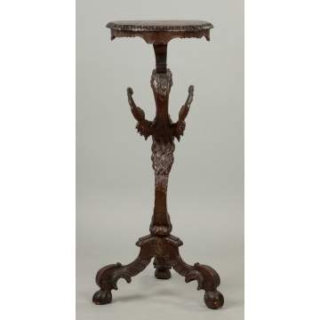 Continental Carved Walnut Winged Griffin Pedestal