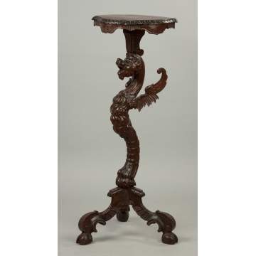 Continental Carved Walnut Winged Griffin Pedestal