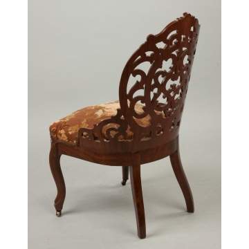 Victorian Laminated Rosewood and Pierced Carved Side Chair