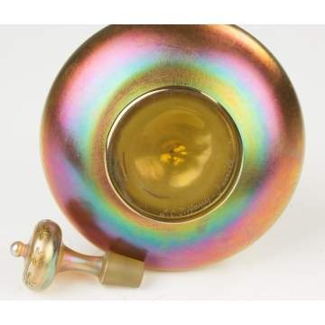 Tiffany Decanter, Gold Iridescent with Engraved Floral Design