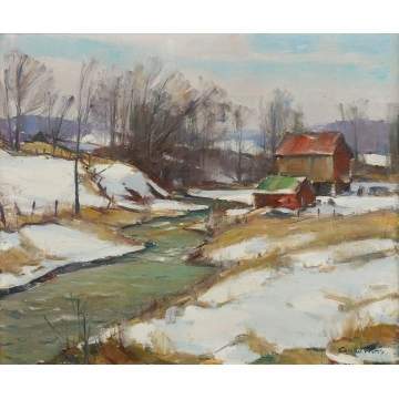 Carl W. Peters (American, 1897-1980) Landscape with Stream and Barn