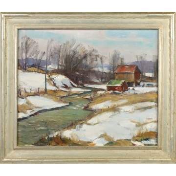 Carl W. Peters (American, 1897-1980) Landscape with Stream and Barn