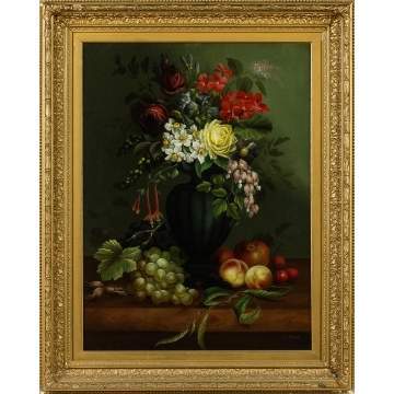 Edwin Steele (English, 1837-1898) Victorian Floral and Fruit Still Life