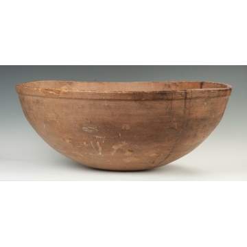 Monumental Salmon Painted Turned Bowl