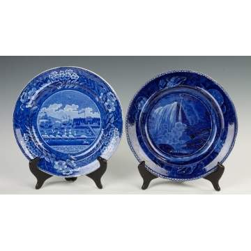 Two Historical Blue Staffordshire Plates