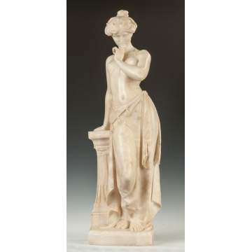 Giovanni Pinotti Cipriani (French, Late 19th cent.) Carved Alabaster Classical Robed Lady