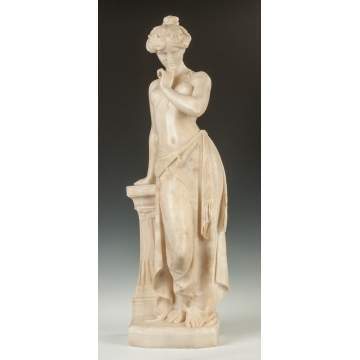 Giovanni Pinotti Cipriani (French, Late 19th cent.) Carved Alabaster Classical Robed Lady