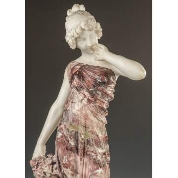 Carved Roux Marble Sculpture of a Robed Lady