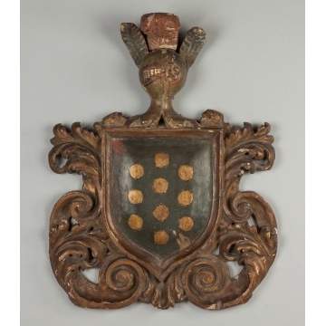 Early Italian Carved and Painted Coat of Arms