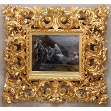 Carved and Gilt Wood Frame with an Enamel on Copper, Probably Limoges