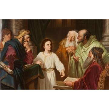 Fine, Large KPM Plaque of Jesus in the Temple