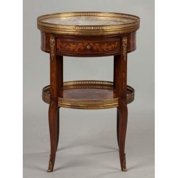 French Inlaid Marble Top Side Table