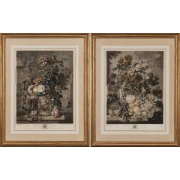 "A Flower Piece" and "A Fruit Piece", Two Engravings by Richard Earlom, After Jan Van Huysum