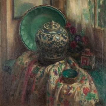 John Hubbard Rich (American, 1886-1949) Still Life with Asian Porcelain and Robe