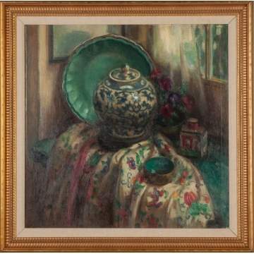 John Hubbard Rich (American, 1886-1949) Still Life with Asian Porcelain and Robe