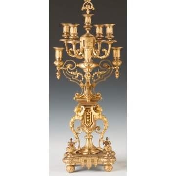 French Gilt Bronze Seven Light Candelabras