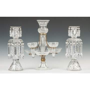 Cut Glass Lusters and Cut Crystal Epergne