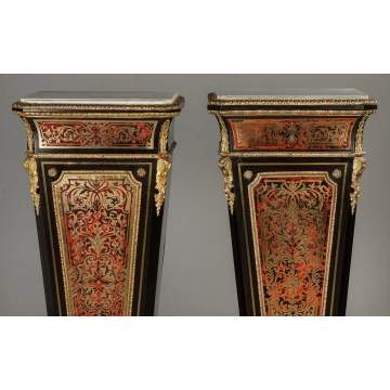 Pair of Boulle and Ebonized Pedestals