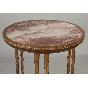 Fine French Gilt Bronze and Mahogany Marble Top Center Table
