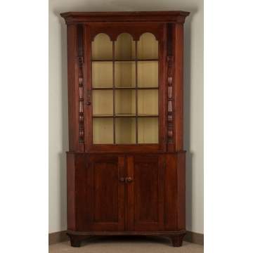 Cherry Two-Piece Hepplewhite Corner Cupboard