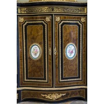 Boulle, Burl, Ebonized and Gilt Bronze Serpentine Side Cabinet