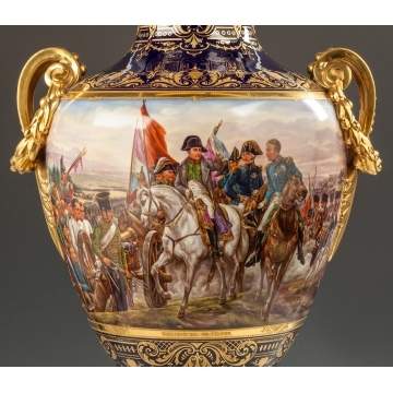 Fine and Rare Historical Vienna Covered Urn with Napoleonic Scenes