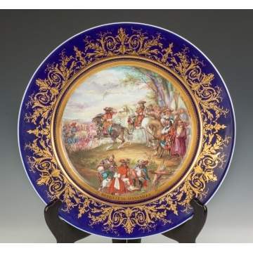 Sevres Hand Painted Porcelain Charger, "Bataille de Marsaille"