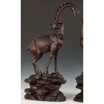 Two Black Forrest Carved Mountain Goats