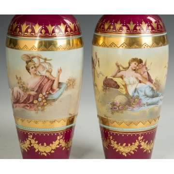 Austrian Hand Painted Porcelain and Enameled Vases