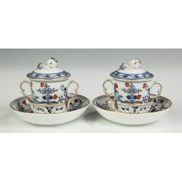 Unusual Meissen Hand Painted Porcelain Tremble Cups