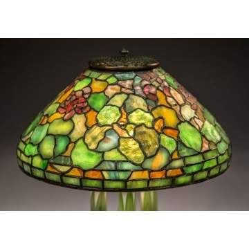 Rare Tiffany Studios New York Leaded Glass Geranium Lamp