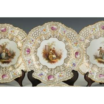 Six Meissen Plates with Courting Couples