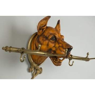 Carved Maple Great Dane Hat Rack