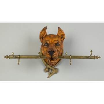 Carved Maple Great Dane Hat Rack