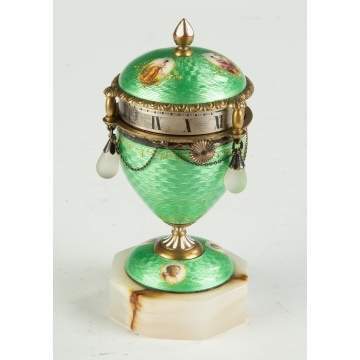 Fine French Enameled and Hand Painted Annular Clock