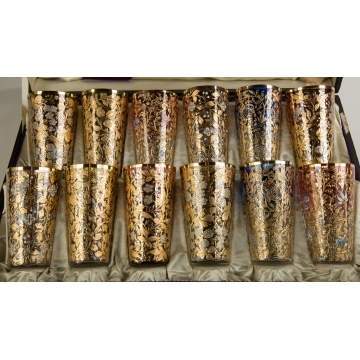 Enameled and Gold Gilded Glass Tumblers