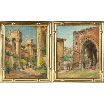 Two Emma Lampert Cooper (American, 1855-1920) Street Scenes