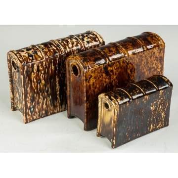 Three Bennington and Rockingham Type Flasks