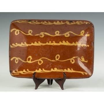 Redware Decorated Loaf Tray