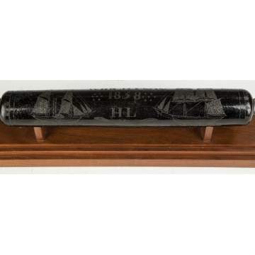 Unusual Engraved Glass Presentation Rolling Pin