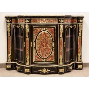 Boulle Bow Front Three Door Side Cabinet With Serpentine Sides