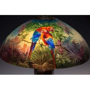 Handel Reverse Painted Parrot Lamp