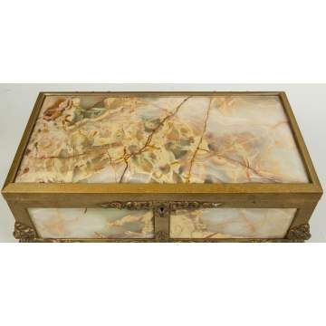 French Bronze and Onyx Jewelry Casket