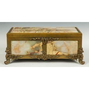 French Bronze and Onyx Jewelry Casket