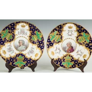 Marie Antoinette & Louis XVI Hand Painted & Enameled Plates